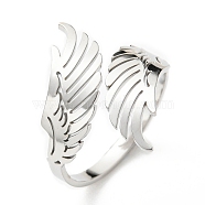 304 Stainless Steel Double Wing Open Cuff Ring, Stainless Steel Color, Inner Diameter: 19mm(RJEW-F149-01P)