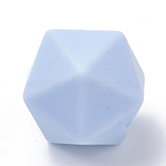 Food Grade Eco-Friendly Silicone Focal Beads, Chewing Beads For Teethers, DIY Nursing Necklaces Making, Icosahedron, Light Steel Blue, 16.5x16.5x16.5mm, Hole: 2mm(SIL-T048-14mm-57)
