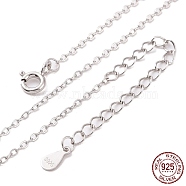 Anti-Tarnish Rhodium Plated 925 Sterling Silver Flat Cable Chain Necklace, with S925 Stamp, for Beadable Necklace Making, Long-Lasting Plated, Platinum, 20.08 inch(51cm)(X-NJEW-A011-01A-P)