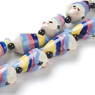 Handmade Porcelain Beads, Clown, Colorful, 26x14x12.5mm, Hole: 2.5mm, about 15pcs/strand, 13.39 inch(34cm)(PORC-G006-17)