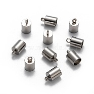304 Stainless Steel Cord Ends, End Caps, Stainless Steel Color, 10x6mm, Hole: 2mm, Inner Diameter: 5mm(STAS-M250-06)