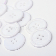 4-Hole Plastic Buttons, Flat Round, White, 22x2mm, Hole: 2mm(X-BUTT-R034-052K)