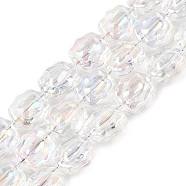 Electroplate Glass Beads Strands, Flower, Clear, 12x10x6~6.5mm, Hole: 1mm, about 55pcs/strand, 26.93''(68.4cm)(EGLA-T021-05A)