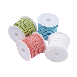 3mm Faux Suede Cord, Faux Suede Lace, Mixed Color, 3x1.5mm, about 5.46 yards(5m)/roll, 4rolls/set(LW-JP0003-07)