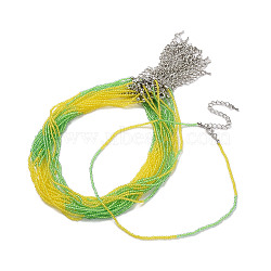 Faceted Rondelle Glass Beaded Necklace for Women, with Alloy Clasps, Yellow, 15.16~15.94 inch(38.5~40.5cm), 2mm(NJEW-M208-02H)