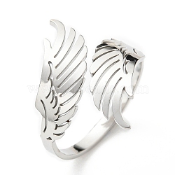 Non-Tarnish 304 Stainless Steel Double Wing Open Cuff Ring, Stainless Steel Color, Inner Diameter: 19mm(RJEW-F149-01P)