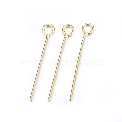 304 Stainless Steel Eye Pins, Golden, 22mm, Hole: 2mm, Pin: 0.6mm(X-STAS-F174-10G-B)