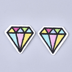 Computerized Embroidery Cloth Iron On Patches, Costume Accessories, Appliques, Diamond, Colorful, 37.5x39x1.5mm(FIND-T030-175)
