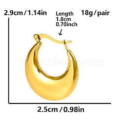 304 Stainless Steel French Style Irregular U-shaped Hoop Earrings, Real 18K Gold Plated, 29x25mm(VQ4620-2)