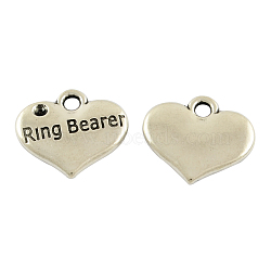 Tibetan Alloy Heart Carved Word Ring Bearer Wedding Charms Rhinestone Settings, Lead Free & Cadmium Free, Antique Silver, 14x16x2.5mm, Hole: 2mm, Fit for 1.5mm Rhinestone(TIBEP-GC222-AS-RS)