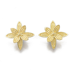 Brass Charms, Nickel Free, Flower, Raw(Unplated), 15x15x7mm, Hole: 1.4mm(KK-T057-018-NF)