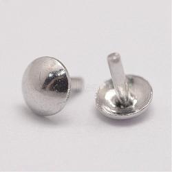 925 Sterling Silver Findings, Platinum, 3.5x3mm, Pin: 0.6mm(STER-P024-13)