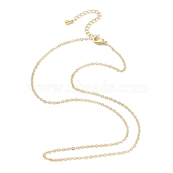 Brass Chain Necklacess, with Brass End Chain, Long-Lasting Plated, Cadmium Free & Lead Free, Real 18K Gold Plated, 16.3 inch(41.3cm)(X-KK-P205-01G)