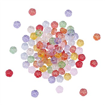 100Pcs 10 Colors Transparent Glass Beads, Pumpkin, Mixed Color, 10x10x7mm, Hole: 1.2mm, 10pcs/color