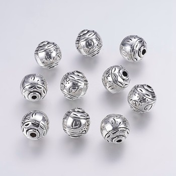 CCB Plastic Beads, Round, Antique Silver, 15x15~15.5mm, Hole: 2.5mm