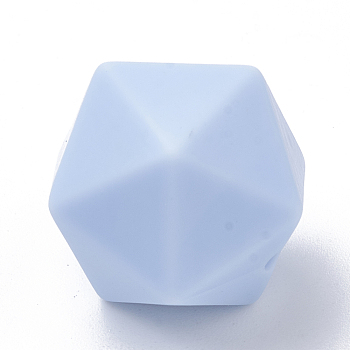 Food Grade Eco-Friendly Silicone Focal Beads, Chewing Beads For Teethers, DIY Nursing Necklaces Making, Icosahedron, Light Steel Blue, 16.5x16.5x16.5mm, Hole: 2mm