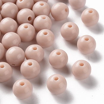 Opaque Acrylic Beads, Round, PeachPuff, 10x9mm, Hole: 2mm, about 940pcs/500g