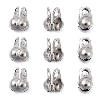 304 Stainless Steel Bead Tips, Calotte Ends, Clamshell Knot Cover, Stainless Steel Color, 8x4mm, Hole: 2mm