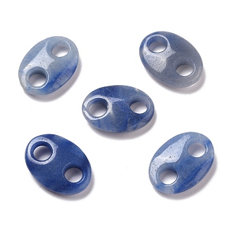 Natural Blue Aventurine Connector Charms, Pig Nose, 25x18x6.5mm, Hole: 6mm