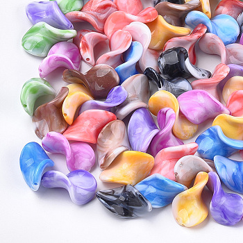 Acrylic Beads, Imitation Gemstone, Twist, Mixed Color, 27x16x5mm, Hole: 1.8mm, about 360pcs/500g