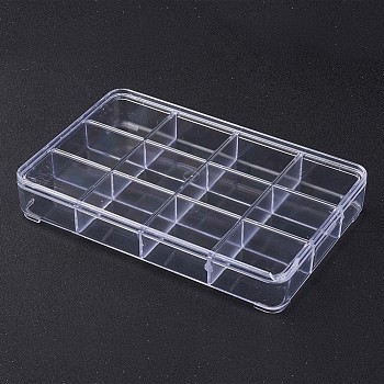 (Defective Closeout Sale), Plastic Bead Storage Containers, 12 Compartments, Clear, 23x15x3.5cm