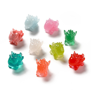 Opaque & Transparent Resin Beads, Unicorn, Mixed Color, 22x15x19mm, Hole: 1.5mm