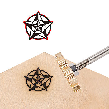 Brass Branding Iron Stamps, Bent Head, for Cake/Wood/Leather, Star Pattern, 31.5x3x3cm
