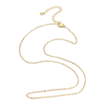 Brass Chain Necklacess, with Brass End Chain, Long-Lasting Plated, Cadmium Free & Lead Free, Real 18K Gold Plated, 16.3 inch(41.3cm)