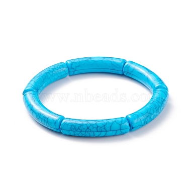 10Pcs 10 Color Imitation Gemstone Acrylic Curved Tube Chunky Stretch Bracelets Set for Women(BJEW-JB08140)-4