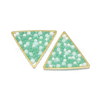 29mm Aquamarine Triangle Glass Beads