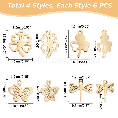 unicraftale 24pcs 4 style 304 pendentifs en acier inoxydable(STAS-UN0036-74)-4