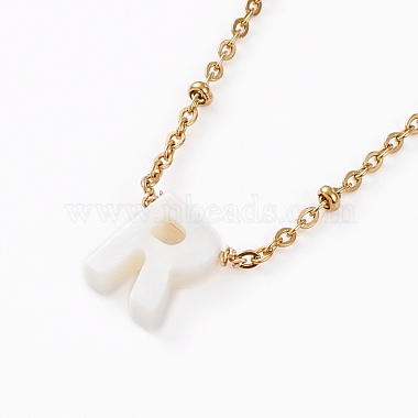 Natural Shell Initial Pendant Necklaces(NJEW-JN03298)-3