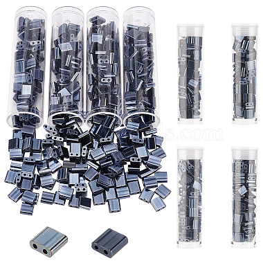 5mm Prussian Blue Rectangle Glass Beads