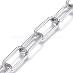 Tarnish Resistant 3.28 Feet 304 Stainless Steel Paperclip Chains, Drawn Elongated Cable Chains, Unwelded, with Card Paper, Stainless Steel Color, 16x7.5x1.5mm(X-CHS-F012-05P)