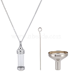 DIY Pendant Necklaces Making Kits, including 316L Stainless Steel Urn Glass Bottle Pendants, 304 Stainless Steel Cable Chains Necklaces & Mini Funnel, Stainless Steel Color, 17.72 inch(450mm)(DIY-CN0003-76P)