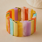 Boho Acrylic Tile Stretch Bracelets, Summer Multicolor Tile Bracelets for Vacation, Colorful, Inner Diameter: 2.80 inch(7.1cm)(WG79D38-03)