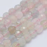 Natural Morganite Beads Strands, Faceted Round, Grade A+, 4mm, Hole: 1mm, about 108pcs/strand, 15.7 inch(40cm)(G-L478-19-4mm)