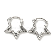 316 Surgical Stainless Steel Hoop Earrings for Women and Men, Star, Antique Silver, 19.5x18.5mm(EJEW-D096-16B-AS)