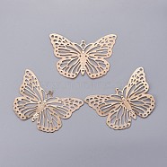 Iron Butterfly Filigree Pendants, Golden, 32x50x0.4mm, Hole: 2mm(IFIN-P003-03)