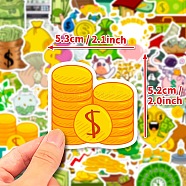 50Pcs Money Theme Paper Self-Adhesive Picture Stickers, for Water Bottles, Laptop, Luggage, Cup, Computer, Mobile Phone, Skateboard, Guitar Stickers Decor, Mixed Color, 23~52x53~56x0.1mm, 50pcs/set(STIC-C010-08)