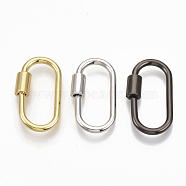 Brass Screw Carabiner Lock Charms, for Necklaces Making, Oval, Mixed Color, 25.5x14x2mm, Screw: 6.5x4.5mm(KK-T047-07)