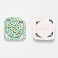 Resin Pendants, Imitation Woven Rattan Pattern, Rhombus, Pale Turquoise, 40x38.5x4mm(RESI-S364-29C)