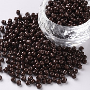 Baking Paint Glass Seed Beads, Coconut Brown, 8/0, 3mm, Hole: 1mm, about 10000pcs/bag(SEED-S002-K18)