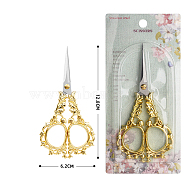 Stainless Steel Scissors, Embroidery Scissors, Sewing Scissors, with Zinc Alloy Handle, Golden & Stainless Steel Color, 128x62mm(PW-WG54771-05)