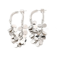 Brass Teardrop Charms Hoop Earrings, Cluster Long Drop Earrings for Women, Platinum, 52x27x5mm, Pin: 0.9mm(EJEW-G337-02P)