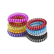 Opaque Plastic Telephone Cord Elastic Hair Ties, Ponytail Holder, with Metal Inside, Mixed Color, 35~39mm(OHAR-Q044-36)