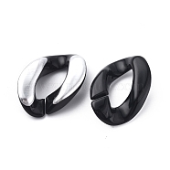 Plated Acrylic Linking Rings, Quick Link Connector, for Curb Chain Making, Twisted Oval, Black, Silver Plated, 23x17x5.5mm(FIND-D028-01A-02)