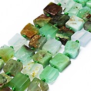 Natural Chrysoprase Beads Strands, Square, 10~13x10~14x6~7mm, Hole: 0.7mm, about 30~33pcs/strand, 16.14~16.54 inch(41~42cm).(G-F725-23)