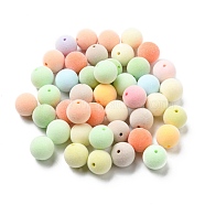 Flocky Acrylic Beads, Round, Mixed Color, 16x15.5mm, Hole: 2mm(OACR-T005-27-16mm)