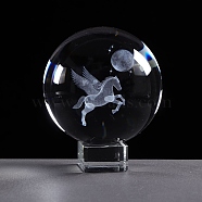 Inner Carving Glass Crystal Ball Diaplay Decoration, Fengshui Home Decor, Horse, 60mm(PW-WGE79FB-05)